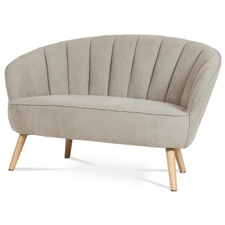 Pohovka dvoumístná, krémová látka, dřevěné nohy - masiv kaučukovník AK-332 CRM2